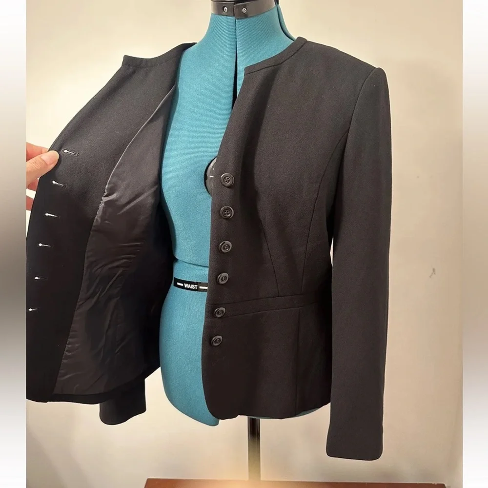 Talbot Petite Black Pure Wool Lined Italian Fabric Blazer Jacket Size 10P - Picture 7 of 11